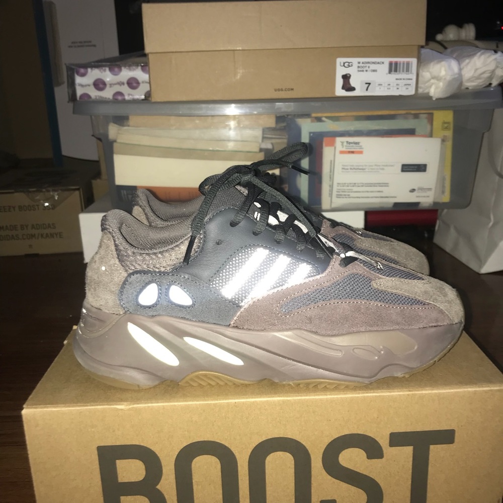 Adidas yeezy 700 grey and neon sneaker